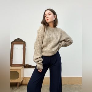 Purnell Oversized Slouchy Chunky Knit Oatmeal Sweater, Pre-loved in EC